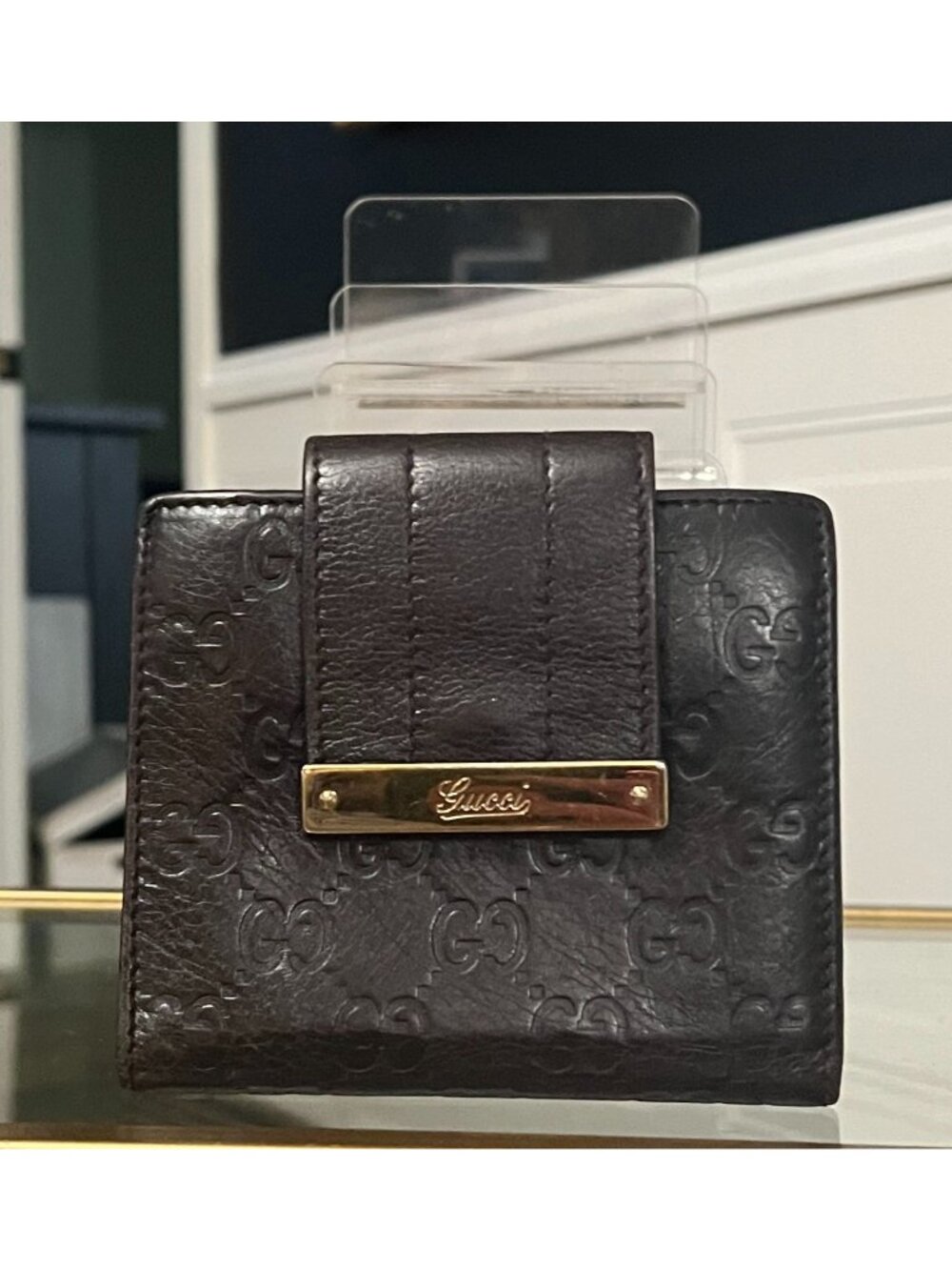 Gucci Guccissima GG Monogram Leather Bifold Wallet - Vintage Black/Gold